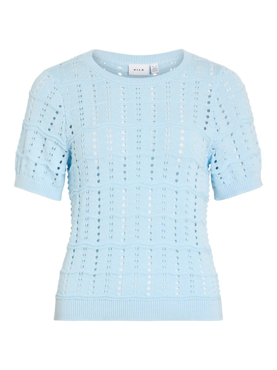 Vila O - NECK POINTELLE KNIT TOP/TES in der Farbe Nantucket Breeze