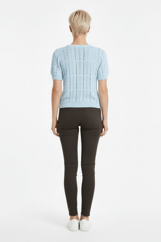 Vila O - NECK POINTELLE KNIT TOP/TES in der Farbe Nantucket Breeze