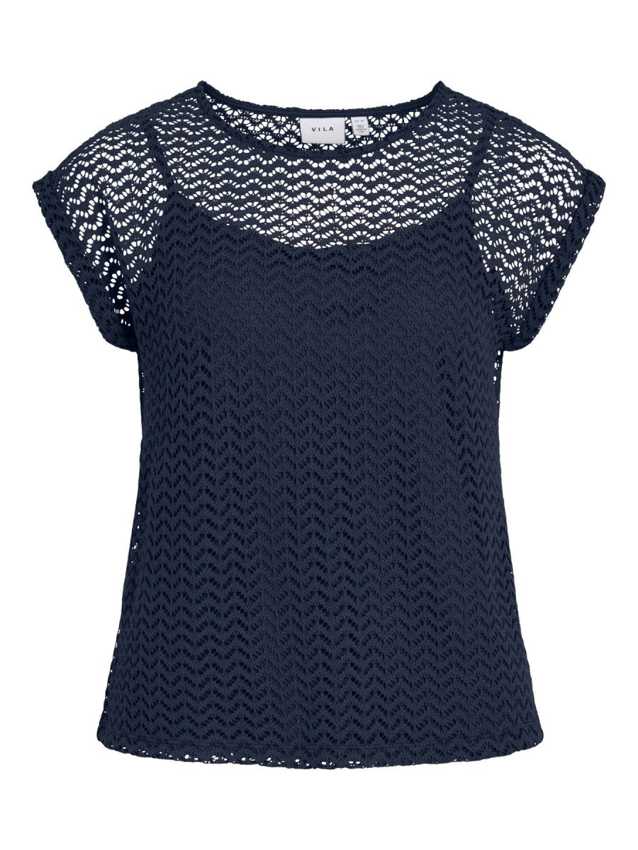 Vila O Neck Top in der Farbe Navy Blazer