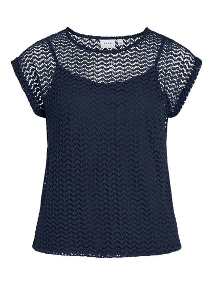 Vila O Neck Top in der Farbe Navy Blazer