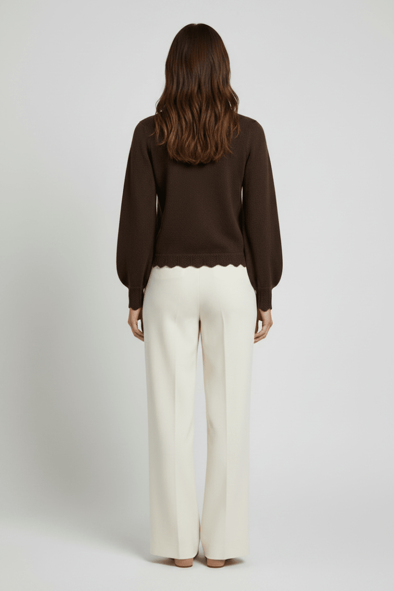 Vila Pullover Rundhals Langarm Strick Top Coffee Bean Melange