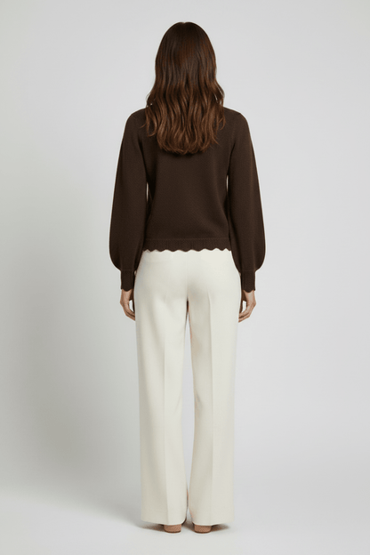 Vila Pullover Rundhals Langarm Strick Top Coffee Bean Melange