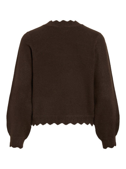 Vila Pullover Rundhals Langarm Strick Top Coffee Bean Melange