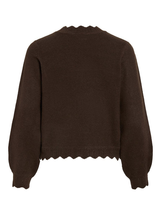Vila Pullover Rundhals Langarm Strick Top Coffee Bean Melange