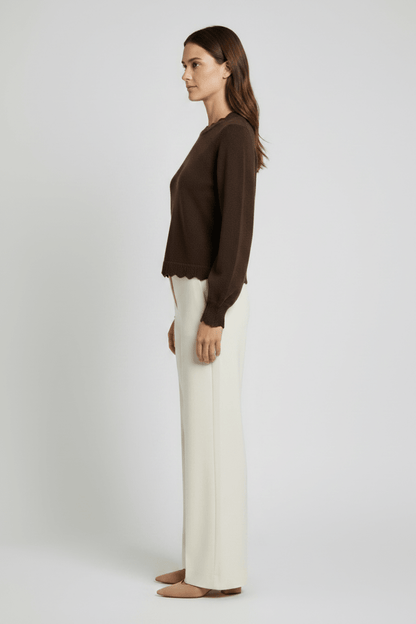 Vila Pullover Rundhals Langarm Strick Top Coffee Bean Melange