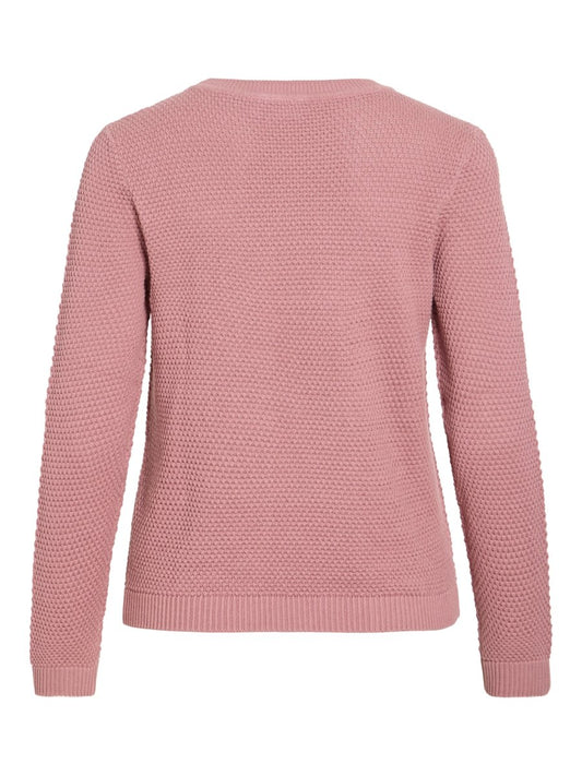 Vila Pullover Rundhals Langarm Strick Top Nostalgia Rose
