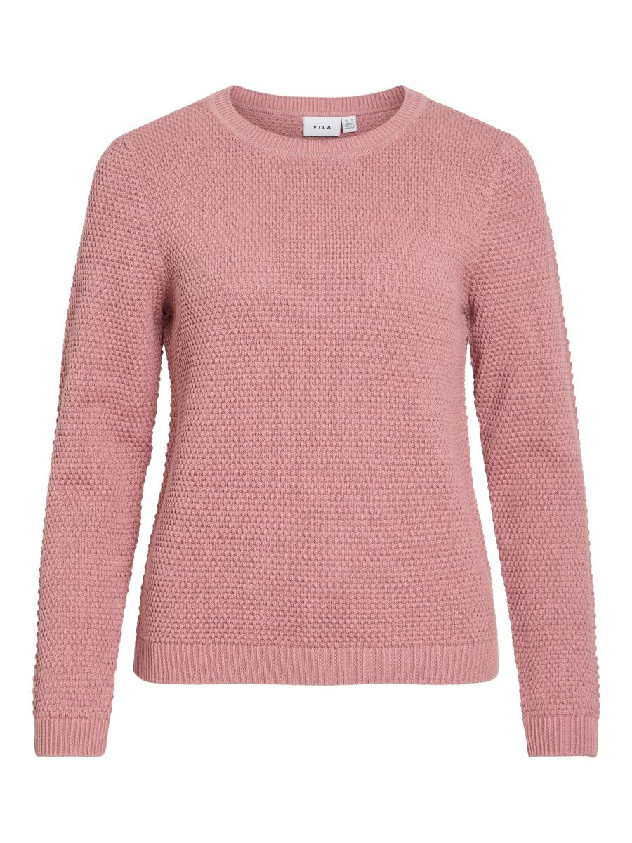 Vila Pullover Rundhals Langarm Strick Top Nostalgia Rose