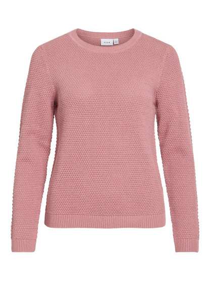 Vila Pullover Rundhals Langarm Strick Top Nostalgia Rose