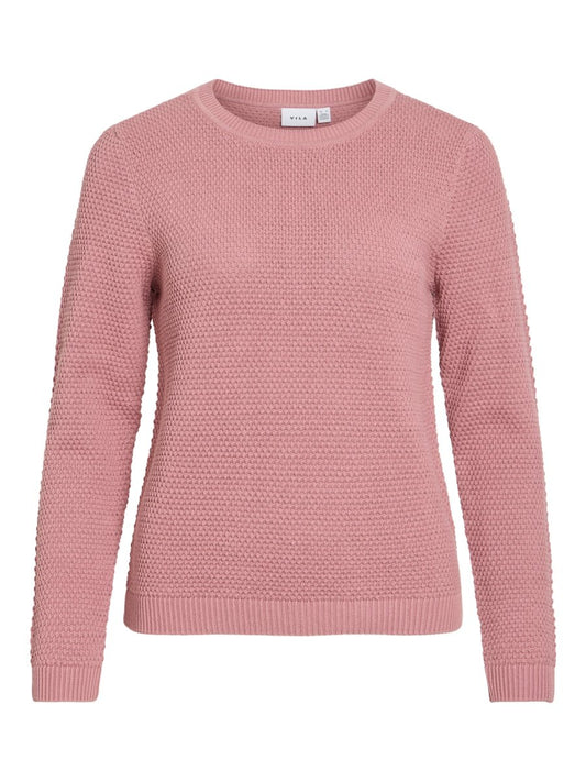 Vila Pullover Rundhals Langarm Strick Top Nostalgia Rose