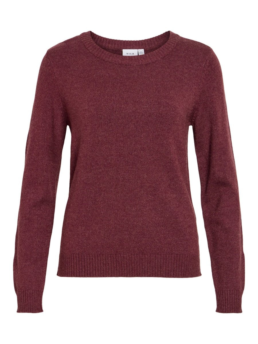 Vila Pullover Rundhals Langarm Strick Top Nostalgia Rose Light Melange