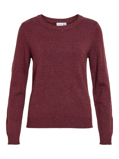 Vila Pullover Rundhals Langarm Strick Top Nostalgia Rose Light Melange