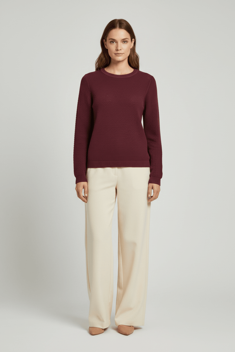 Vila Pullover Rundhals Langarm Strick Top Port Royale