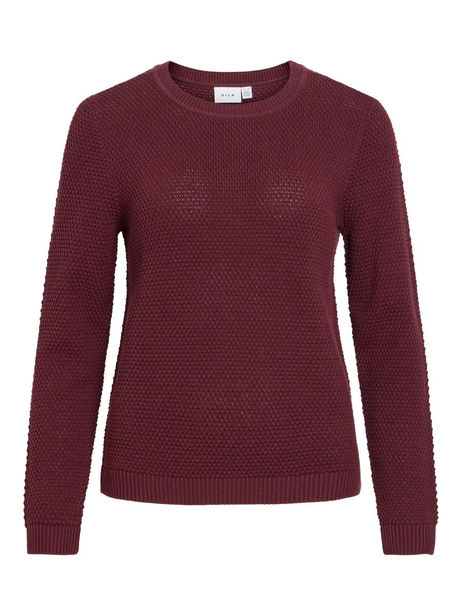 Vila Pullover Rundhals Langarm Strick Top Port Royale