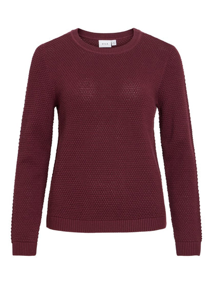 Vila Pullover Rundhals Langarm Strick Top Port Royale