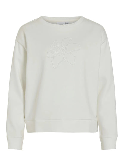 Vila Pullover Vifridea Flowers EMB O - Neck L/S in der Farbe Snow White