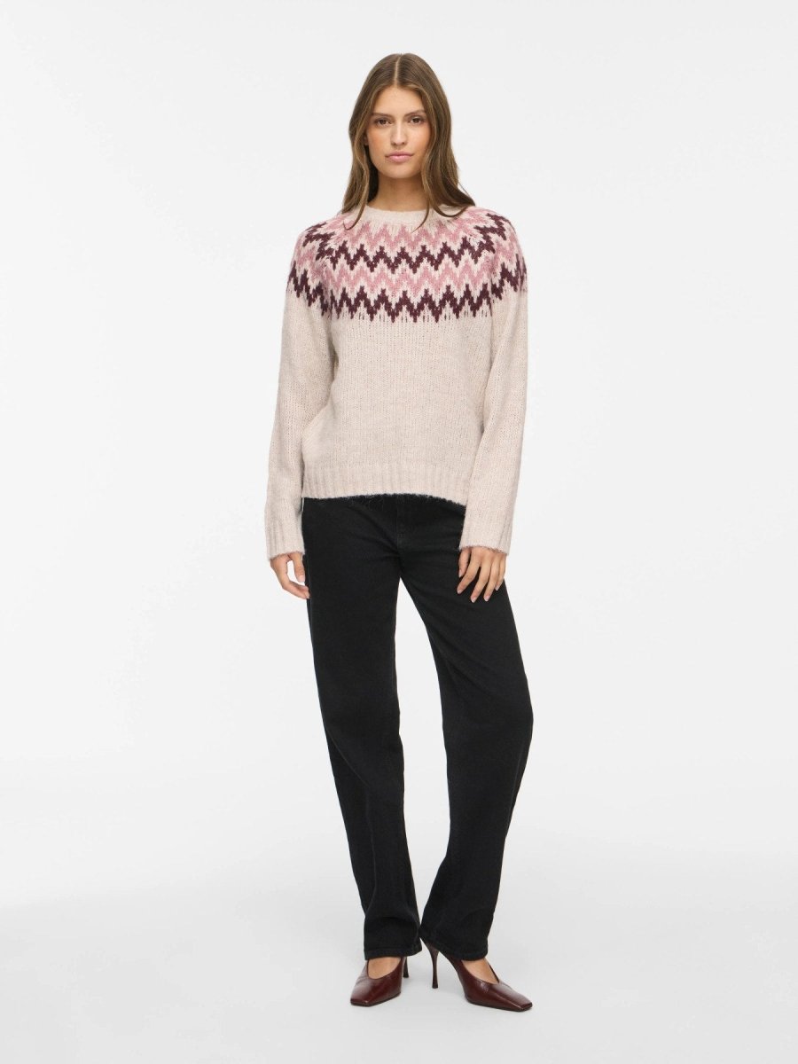 Vila Pullover Vitoni in Super Light Natural Melange Port Royale/Nostalgia Rose