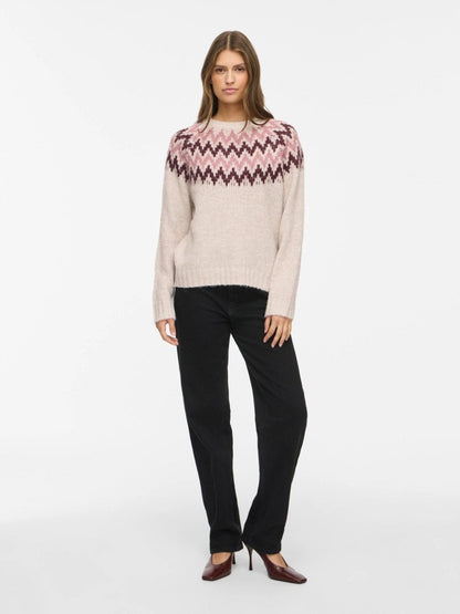 Vila Pullover Vitoni in Super Light Natural Melange Port Royale/Nostalgia Rose