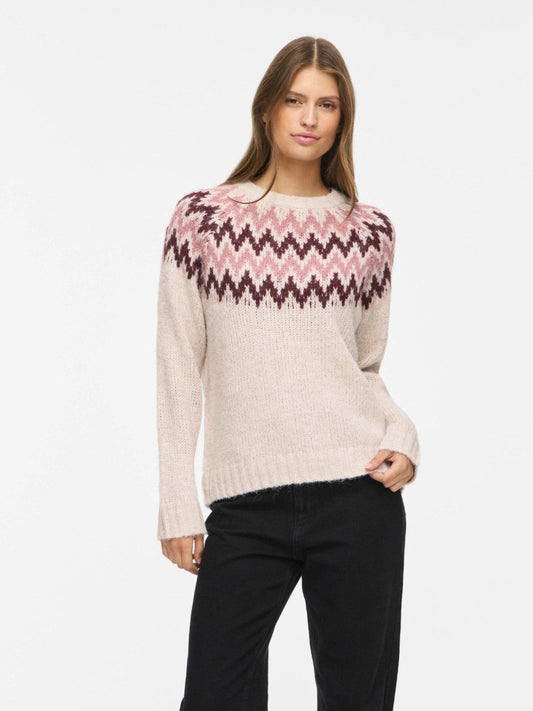 Vila Pullover Vitoni in Super Light Natural Melange Port Royale/Nostalgia Rose