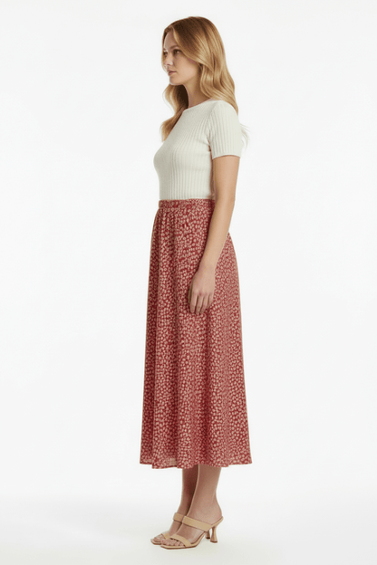 VILA Rock VIGRACE HW ANKLE SKIRT - Hibiscus DOT SANDSHELL