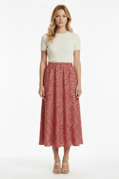 VILA Rock VIGRACE HW ANKLE SKIRT - Hibiscus DOT SANDSHELL