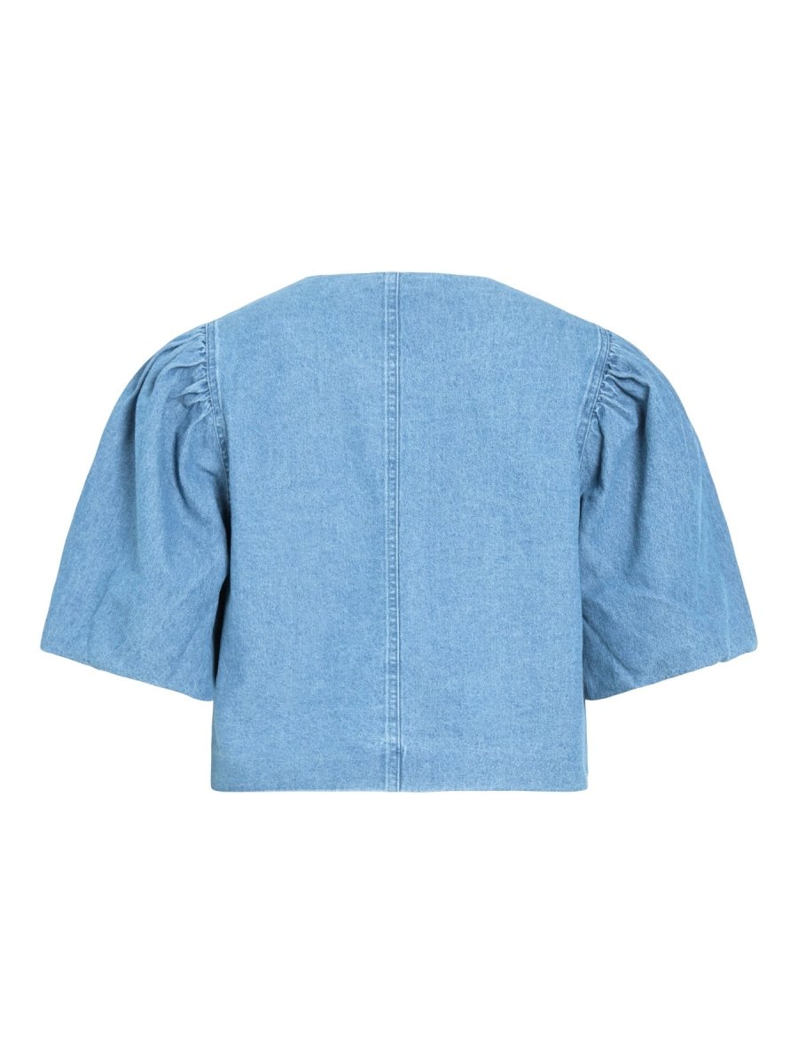 Vila ROUGE EDIT Blazer ROUDELILA 2/4 SHORT DENIM BLAZER Light Blue Denim