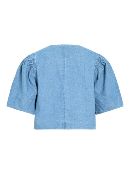 Vila ROUGE EDIT Blazer ROUDELILA 2/4 SHORT DENIM BLAZER Light Blue Denim