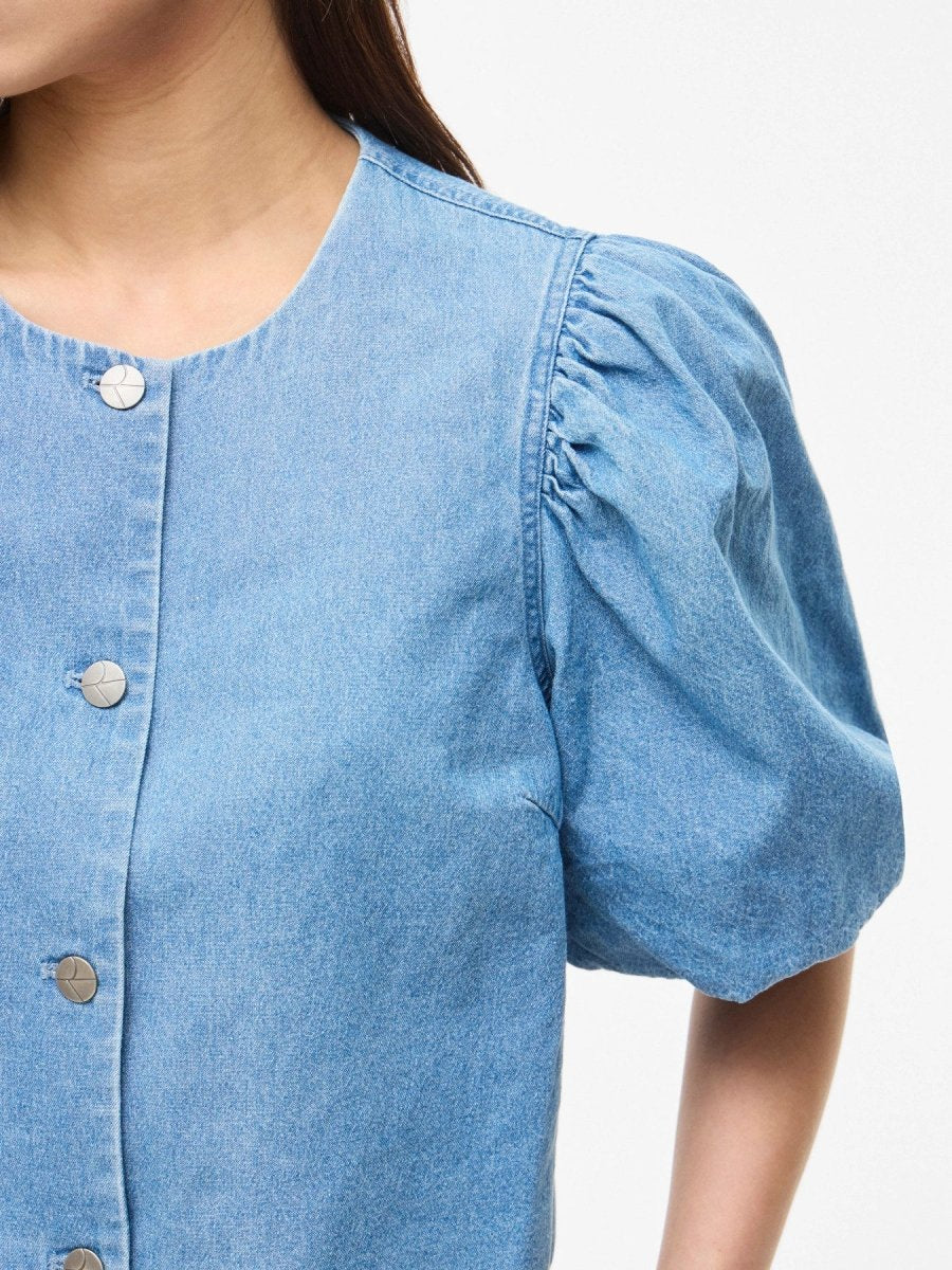 Vila ROUGE EDIT Blazer ROUDELILA 2/4 SHORT DENIM BLAZER Light Blue Denim