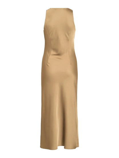 Vila ROUGE EDIT Midikleid ROUSHYRAS S/L MIDI DRESS/2 - Petrified Oak