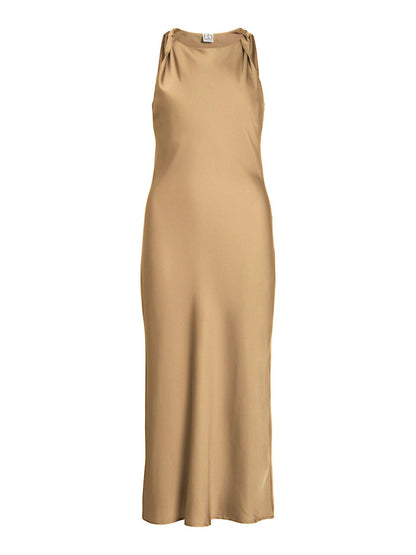Vila ROUGE EDIT Midikleid ROUSHYRAS S/L MIDI DRESS/2 - Petrified Oak