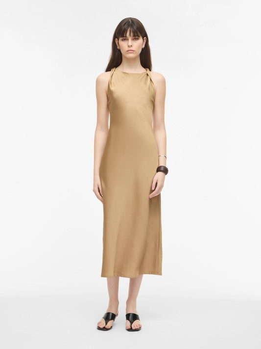 Vila ROUGE EDIT Midikleid ROUSHYRAS S/L MIDI DRESS/2 - Petrified Oak