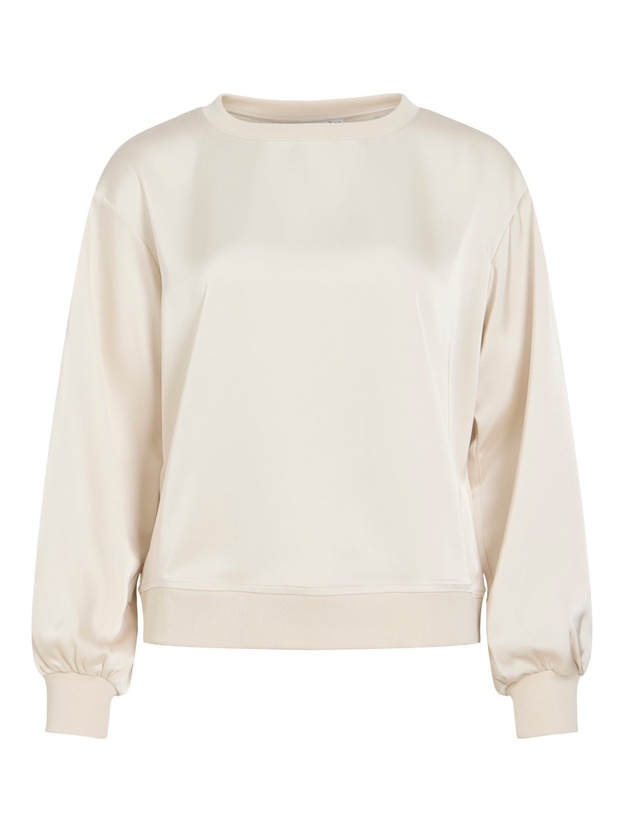 Vila Rundhals-Longsleeve-Top Viliso in Birch