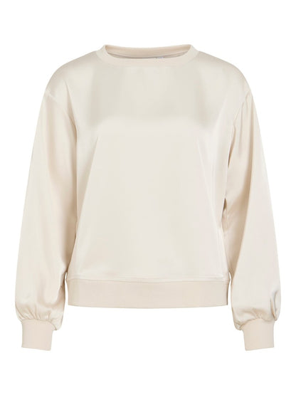 Vila Rundhals-Longsleeve-Top Viliso in Birch