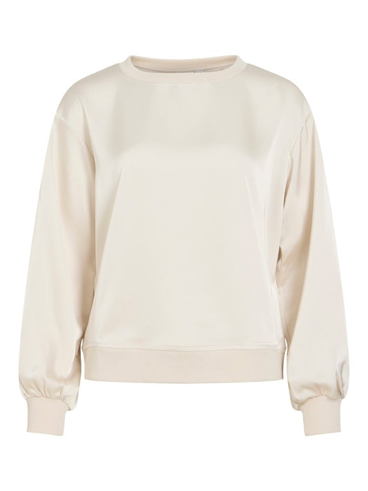 Vila Rundhals-Longsleeve-Top Viliso in Birch
