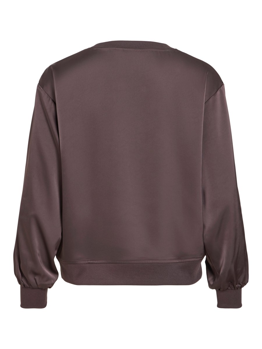 Vila Rundhals-Longsleeve-Top Viliso in Raisin