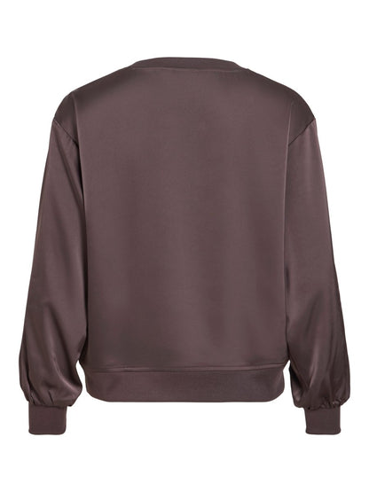 Vila Rundhals-Longsleeve-Top Viliso in Raisin