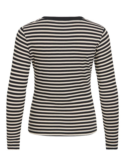 Vila Rundhals-Longsleeve Viavera in Black Beauty Birch