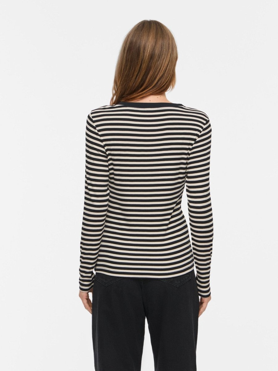 Vila Rundhals-Longsleeve Viavera in Black Beauty Birch