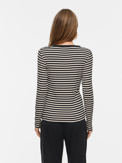 Vila Rundhals-Longsleeve Viavera in Black Beauty Birch