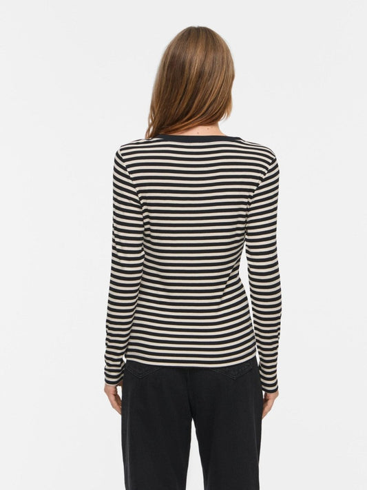 Vila Rundhals-Longsleeve Viavera in Black Beauty Birch
