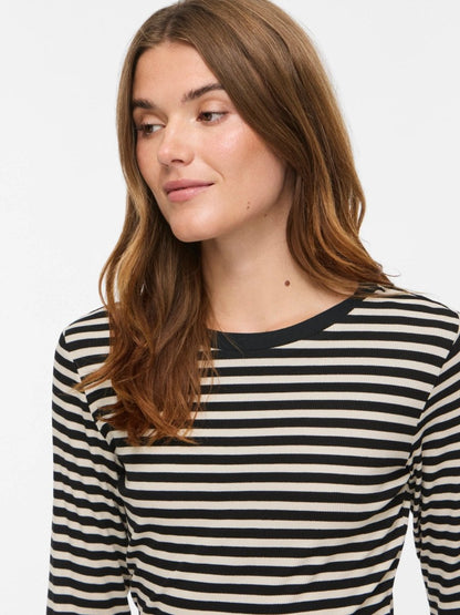 Vila Rundhals-Longsleeve Viavera in Black Beauty Birch