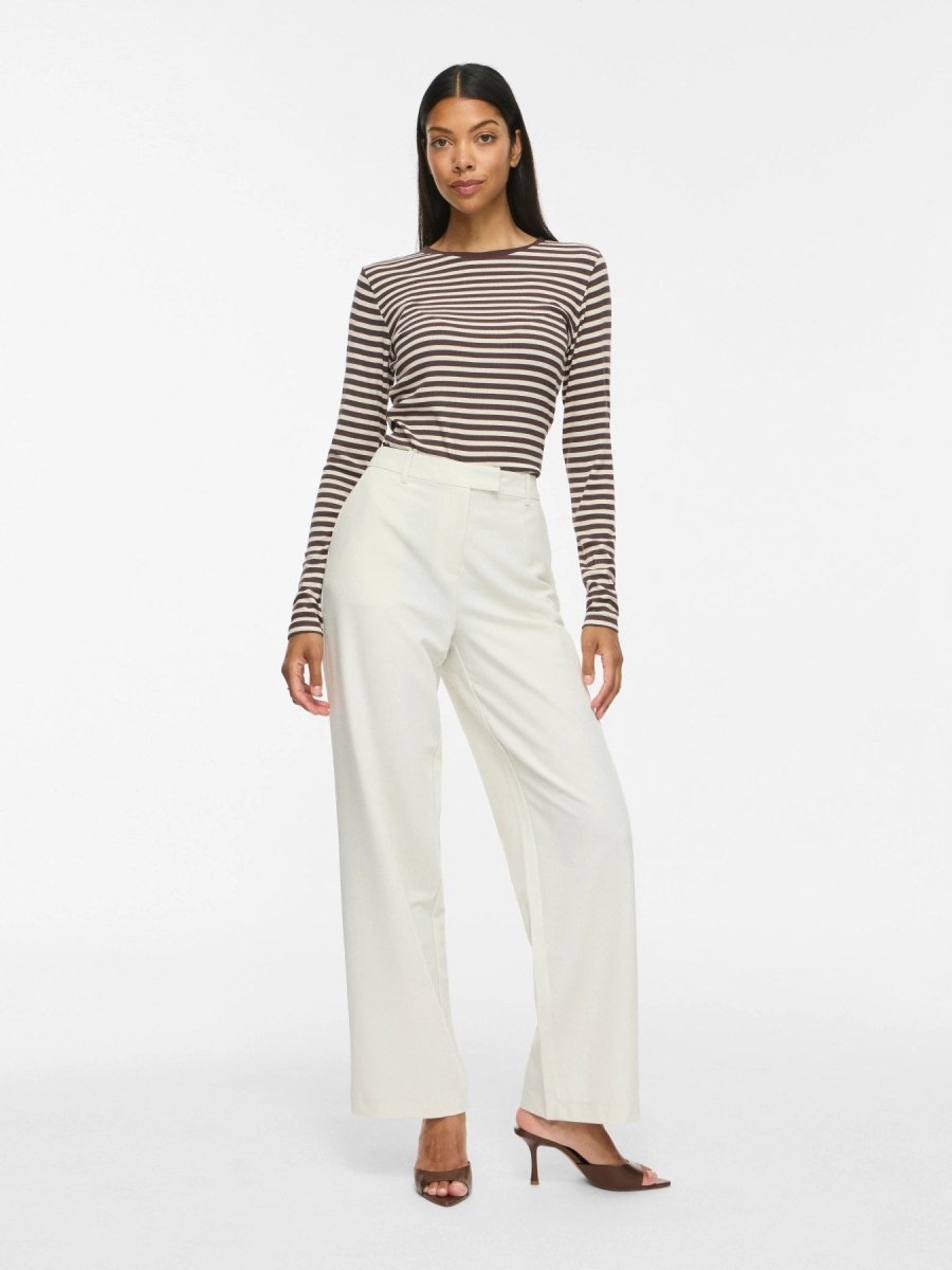 Vila Rundhals-Longsleeve Viavera in Coffee Bean Birch