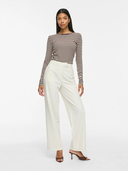 Vila Rundhals-Longsleeve Viavera in Coffee Bean Birch