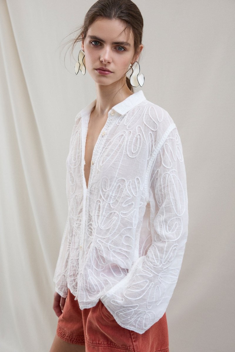 VILA Shirt VIOLIANA LS SHIRT - Snow White