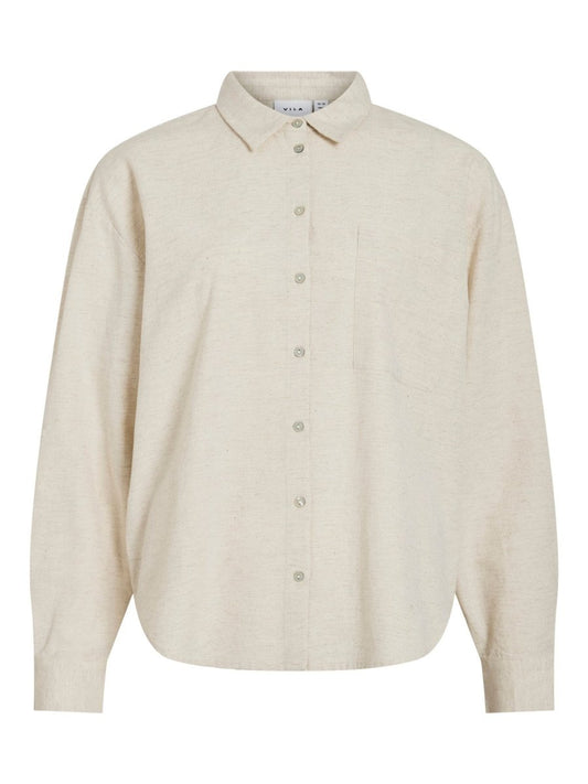 VILA Shirt VIPRISILLA L/S LOOSE SHIRT - NOOS - Super Light Natural Melan