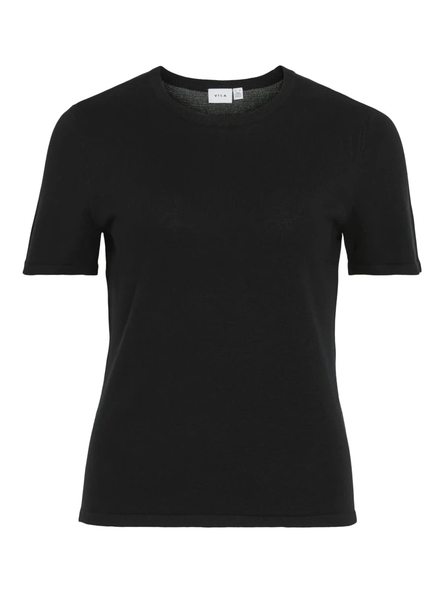 Vila Strick T-Shirt Vilipsa in der Farbe Black Beauty