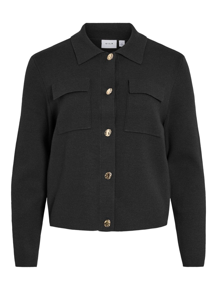 Vila Strickjacke Langarm Strick Black Beauty