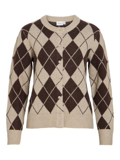 Vila Strickjacke Langarm Strick Cardigan Feather Gray Coffee Bean