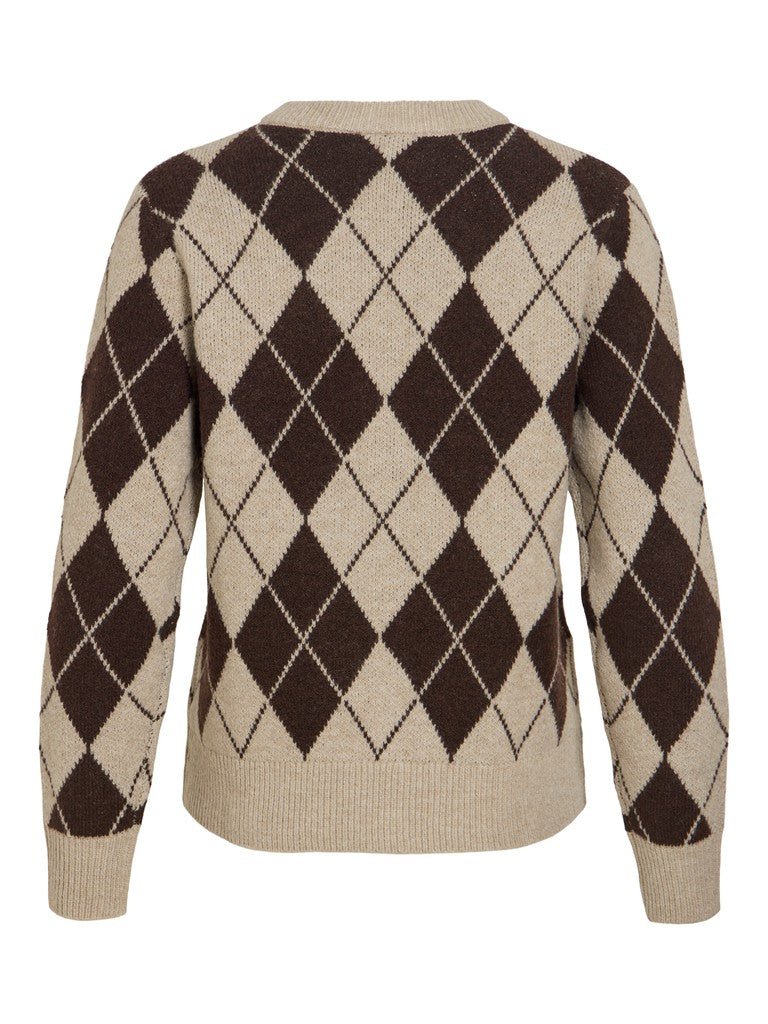 Vila Strickjacke Langarm Strick Cardigan Feather Gray Coffee Bean
