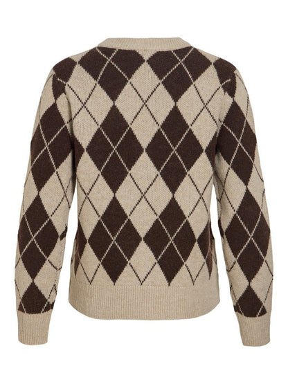 Vila Strickjacke Langarm Strick Cardigan Feather Gray Coffee Bean