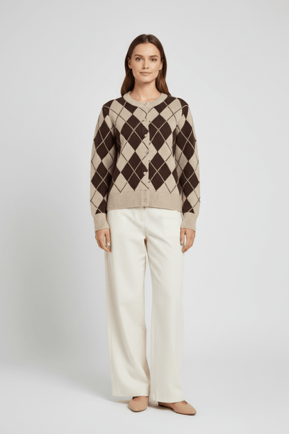 Vila Strickjacke Langarm Strick Cardigan Feather Gray Coffee Bean